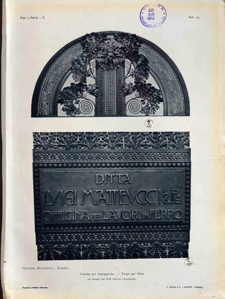 Per l'arte : rivista mensile d'arte applicata