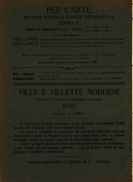 Per l'arte : rivista mensile d'arte applicata