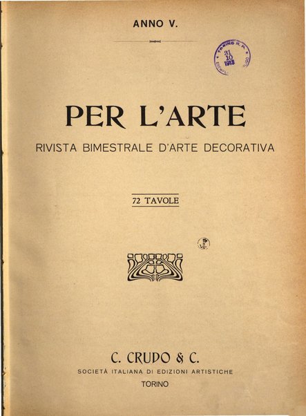 Per l'arte : rivista mensile d'arte applicata