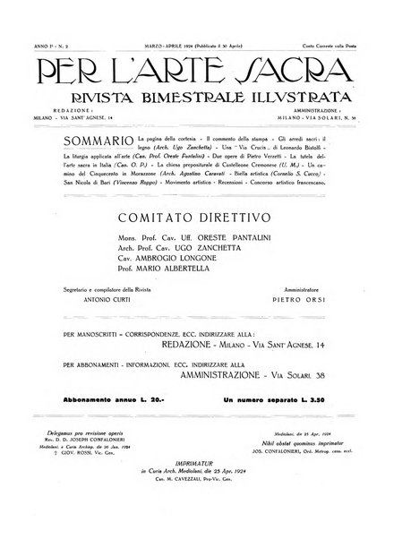 Per l'arte sacra rivista bimestrale illustrata