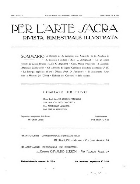 Per l'arte sacra rivista bimestrale illustrata