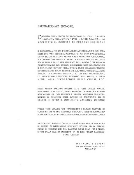Per l'arte sacra rivista bimestrale illustrata