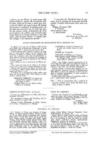 Per l'arte sacra rivista bimestrale illustrata