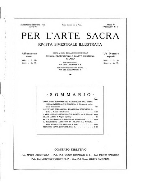 Per l'arte sacra rivista bimestrale illustrata