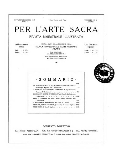 Per l'arte sacra rivista bimestrale illustrata