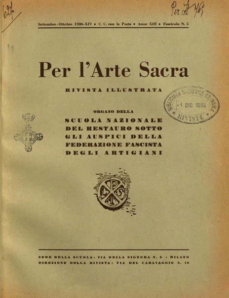 Per l'arte sacra rivista bimestrale illustrata