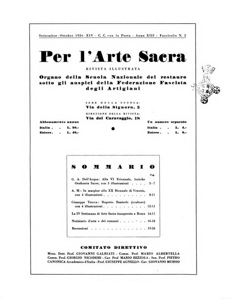 Per l'arte sacra rivista bimestrale illustrata