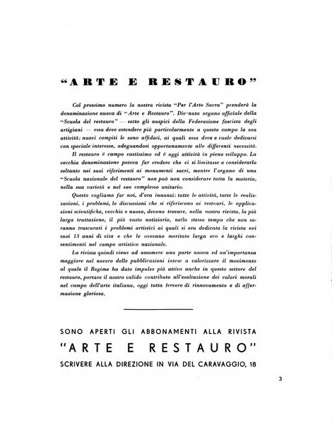 Per l'arte sacra rivista bimestrale illustrata