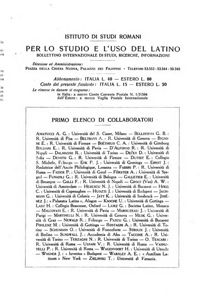 Per lo studio e l'uso del latino bollettino internazionale di studi, ricerche, informazioni