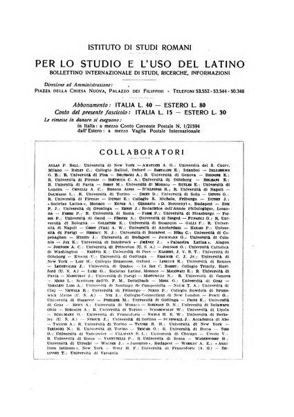 Per lo studio e l'uso del latino bollettino internazionale di studi, ricerche, informazioni