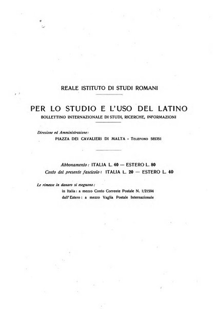 Per lo studio e l'uso del latino bollettino internazionale di studi, ricerche, informazioni