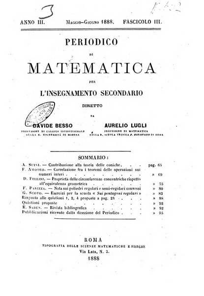 Periodico di matematica per l'insegnamento secondario