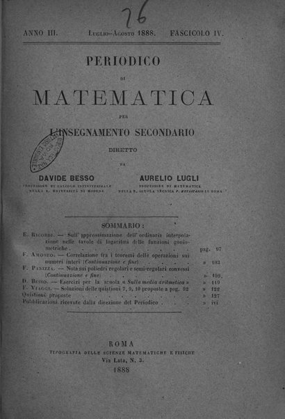 Periodico di matematica per l'insegnamento secondario