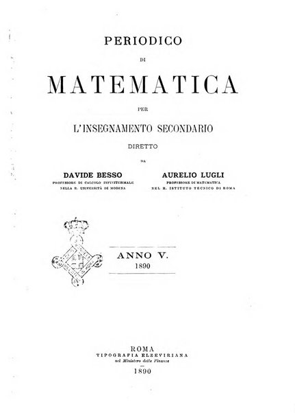 Periodico di matematica per l'insegnamento secondario