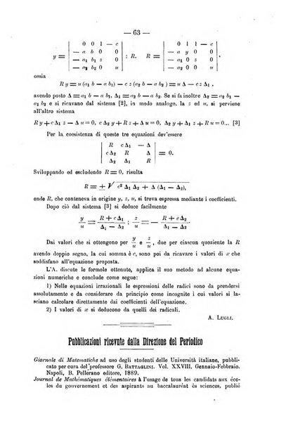 Periodico di matematica per l'insegnamento secondario