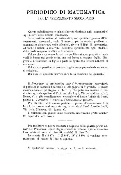 Periodico di matematica per l'insegnamento secondario