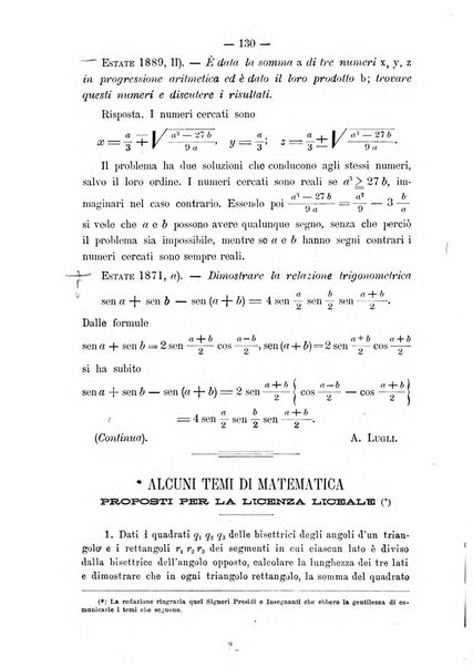 Periodico di matematica per l'insegnamento secondario