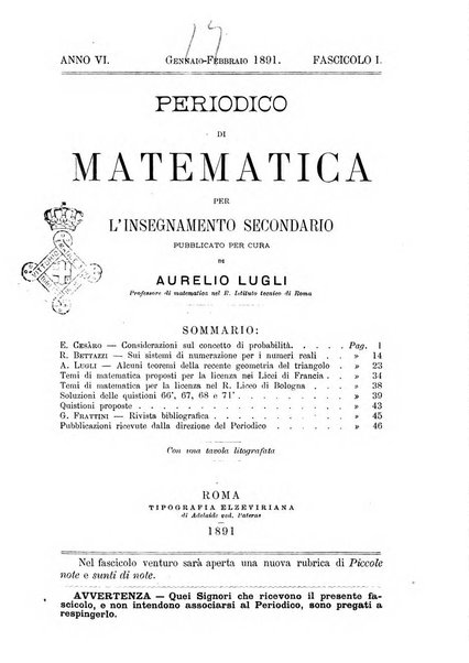 Periodico di matematica per l'insegnamento secondario