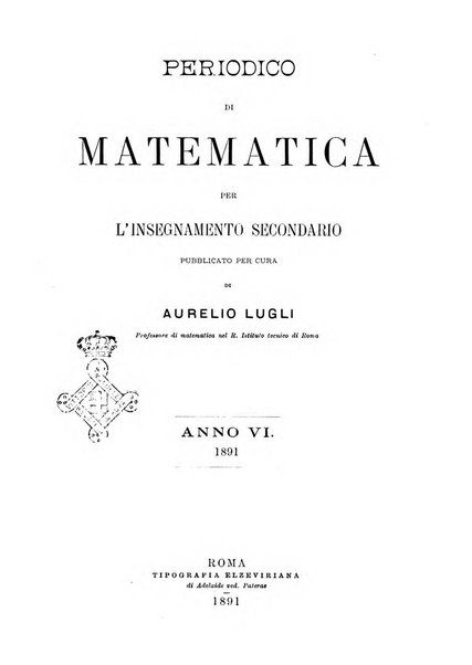 Periodico di matematica per l'insegnamento secondario