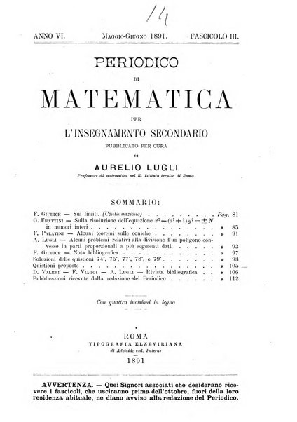 Periodico di matematica per l'insegnamento secondario