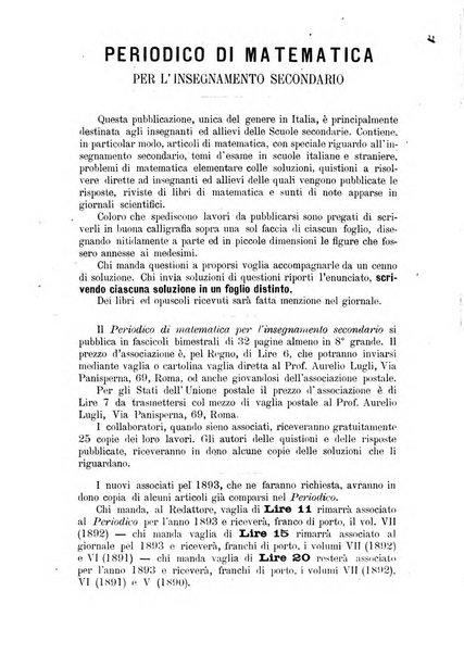 Periodico di matematica per l'insegnamento secondario