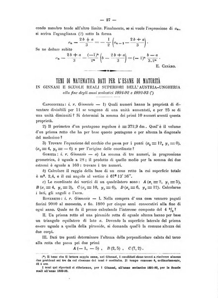 Periodico di matematica per l'insegnamento secondario