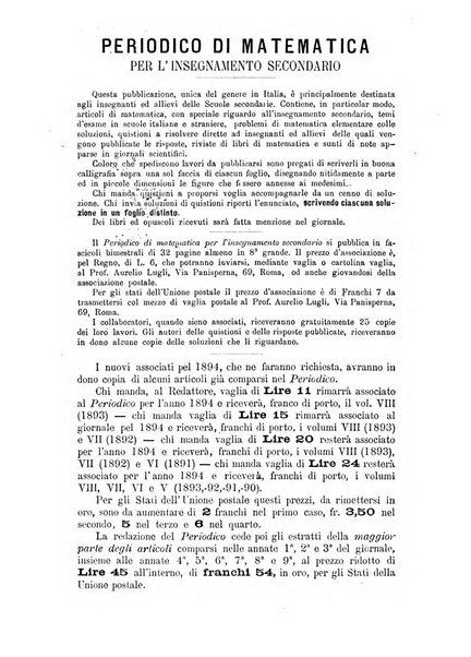 Periodico di matematica per l'insegnamento secondario