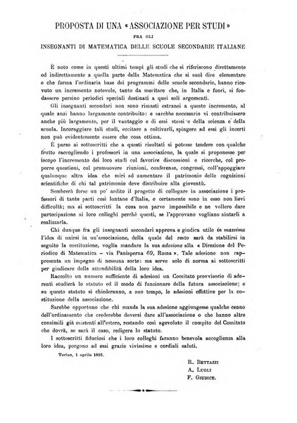 Periodico di matematica per l'insegnamento secondario