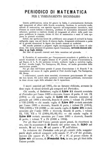 Periodico di matematica per l'insegnamento secondario