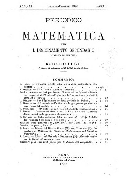 Periodico di matematica per l'insegnamento secondario