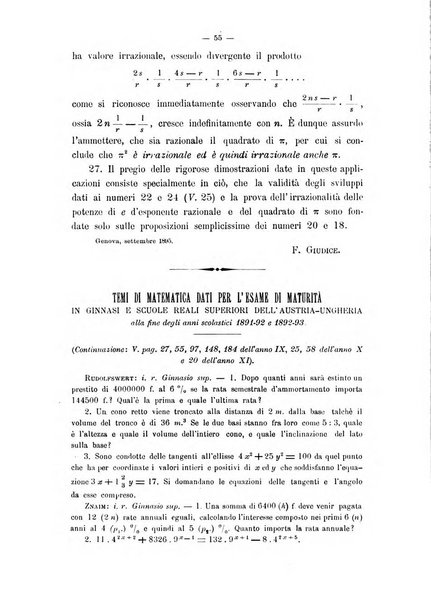 Periodico di matematica per l'insegnamento secondario