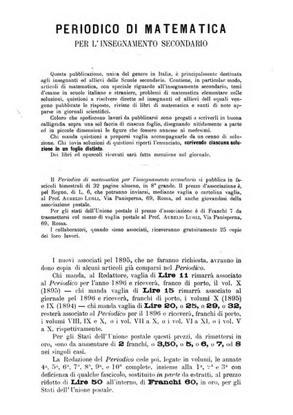 Periodico di matematica per l'insegnamento secondario