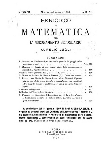 Periodico di matematica per l'insegnamento secondario