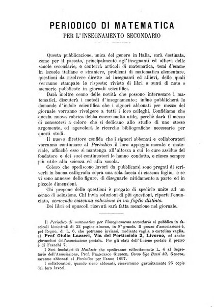 Periodico di matematica per l'insegnamento secondario