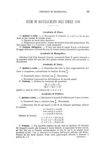 Periodico di matematica per l'insegnamento secondario