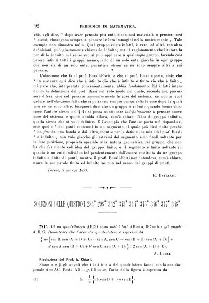 Periodico di matematica per l'insegnamento secondario