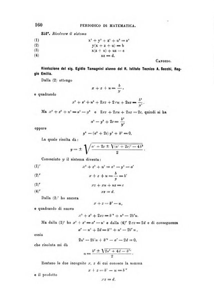 Periodico di matematica per l'insegnamento secondario