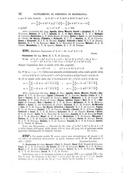 Periodico di matematica per l'insegnamento secondario