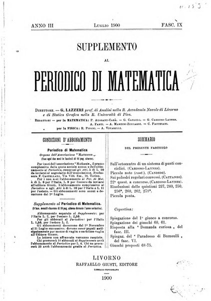 Periodico di matematica per l'insegnamento secondario