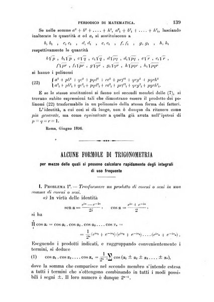 Periodico di matematica per l'insegnamento secondario