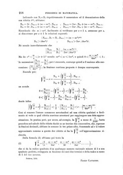 Periodico di matematica per l'insegnamento secondario