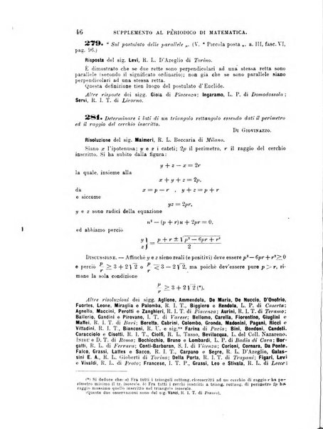 Periodico di matematica per l'insegnamento secondario