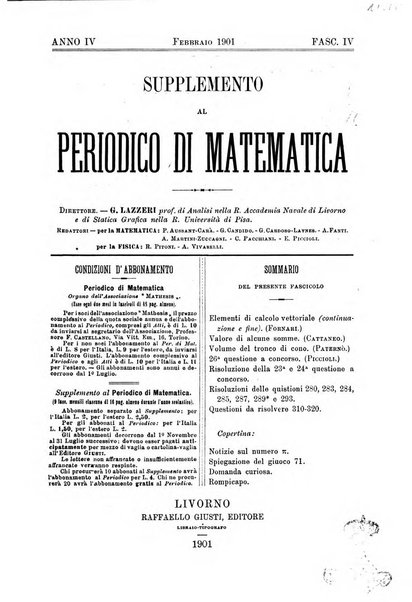 Periodico di matematica per l'insegnamento secondario