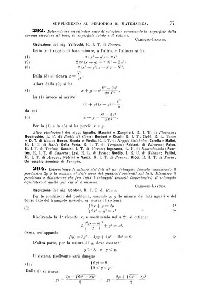 Periodico di matematica per l'insegnamento secondario