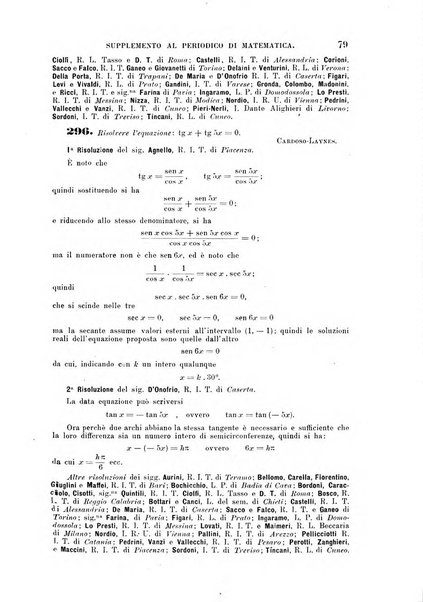 Periodico di matematica per l'insegnamento secondario