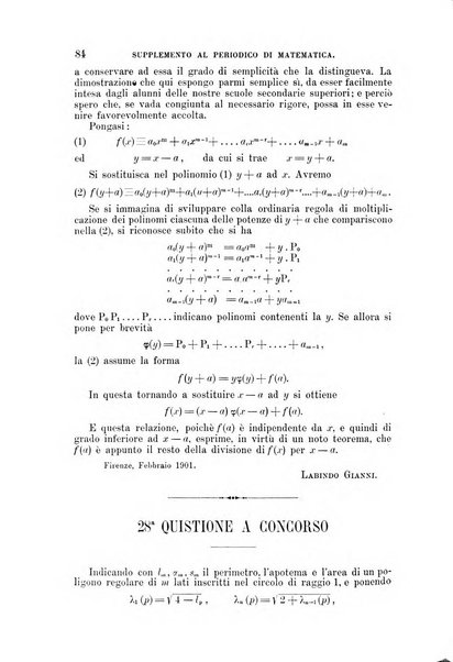 Periodico di matematica per l'insegnamento secondario