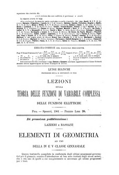 Periodico di matematica per l'insegnamento secondario