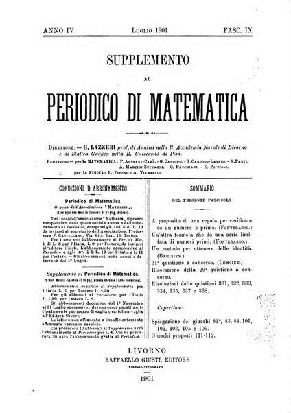 Periodico di matematica per l'insegnamento secondario