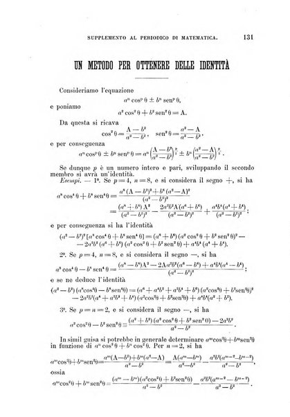 Periodico di matematica per l'insegnamento secondario