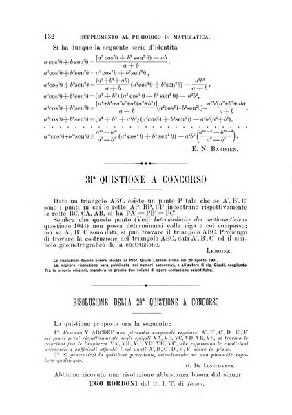 Periodico di matematica per l'insegnamento secondario